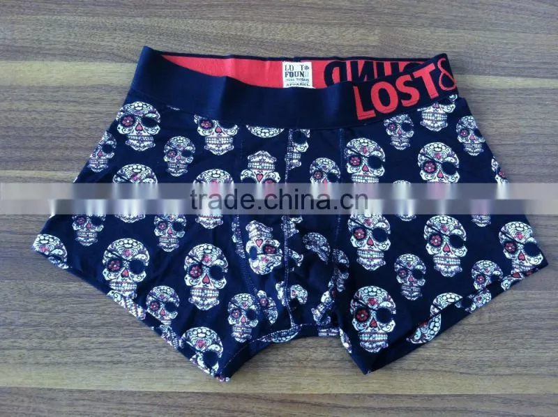 Custom 95%Cotton 5%Elastane printing underwear Color Four Needle Six Threads Mens Boxer shorts