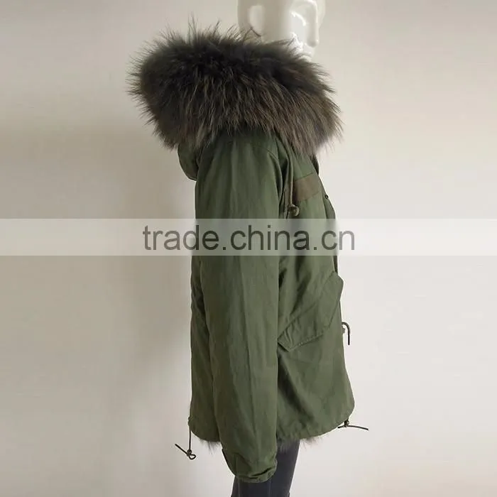 Myfur Winter Men's Fur Parka with Detachable Fur Lining and Raccoon Fur Hooded
