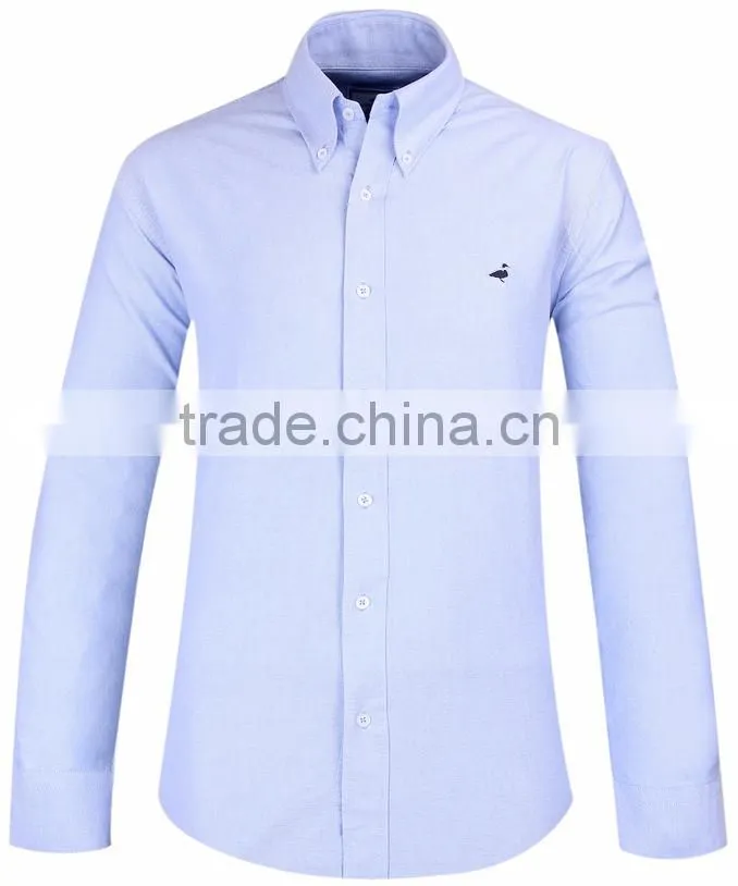 2017 new blue oxford men's long sleeve casual shirt wholesale