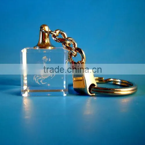 Loves 3d laser Crystal Keychain with dad and mum gift
