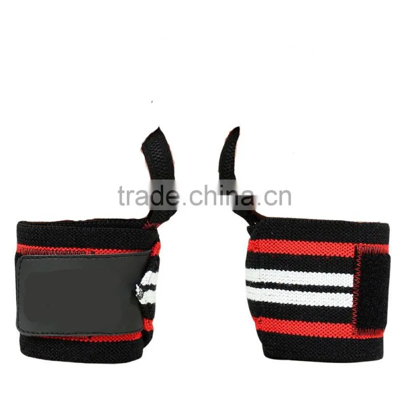 Fitness Training Gym Wrist Wraps in Black color Red & white Stripe