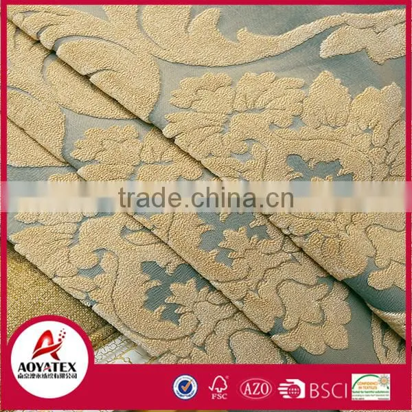 100% polyester latest elegant flocking curtains for the living room