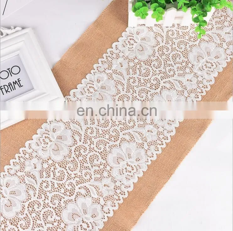 Decorated Lace Burlap Christmas Table Runner
