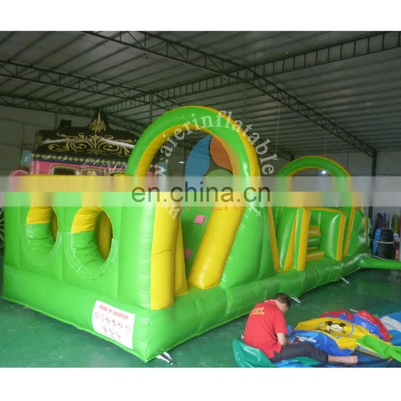 Green Inflatable Obstacle course for elder kids cheap inflatable obstacles for sale