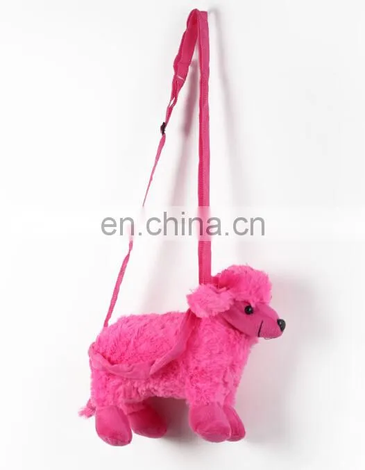 Creative factory price stuffed animal shaped plush dog handbag for kids