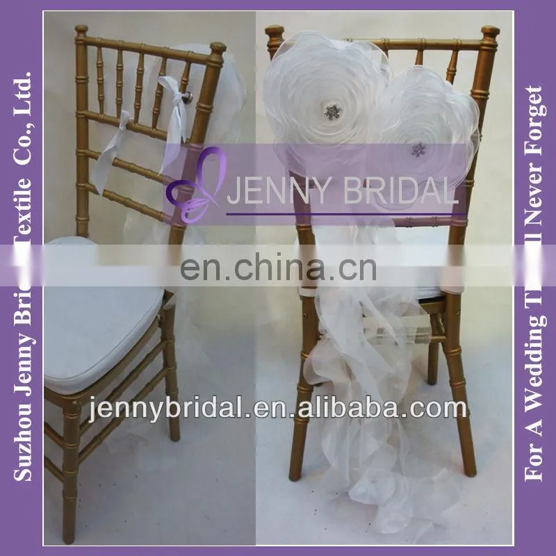 C308A Spandex Chair Sash With Buckle Fancy Ruffled Wedding Chair Sashes