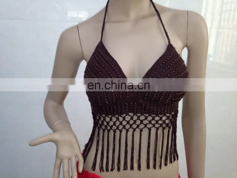 S-3061# American Hollow beaded belly dance clothing top