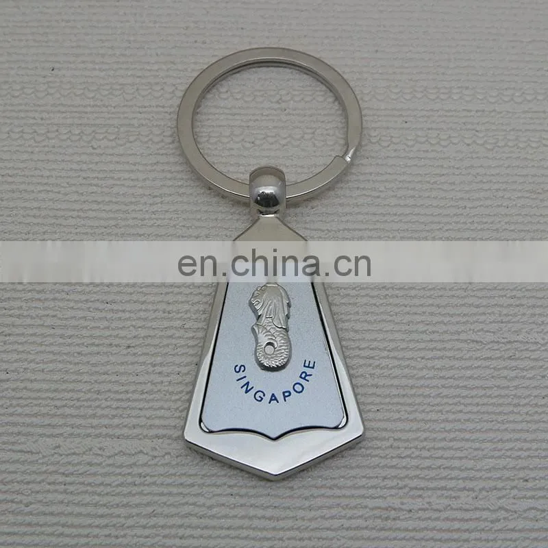 Custom logo Singapore design metal keychain/promotional zinc alloy foil keyring