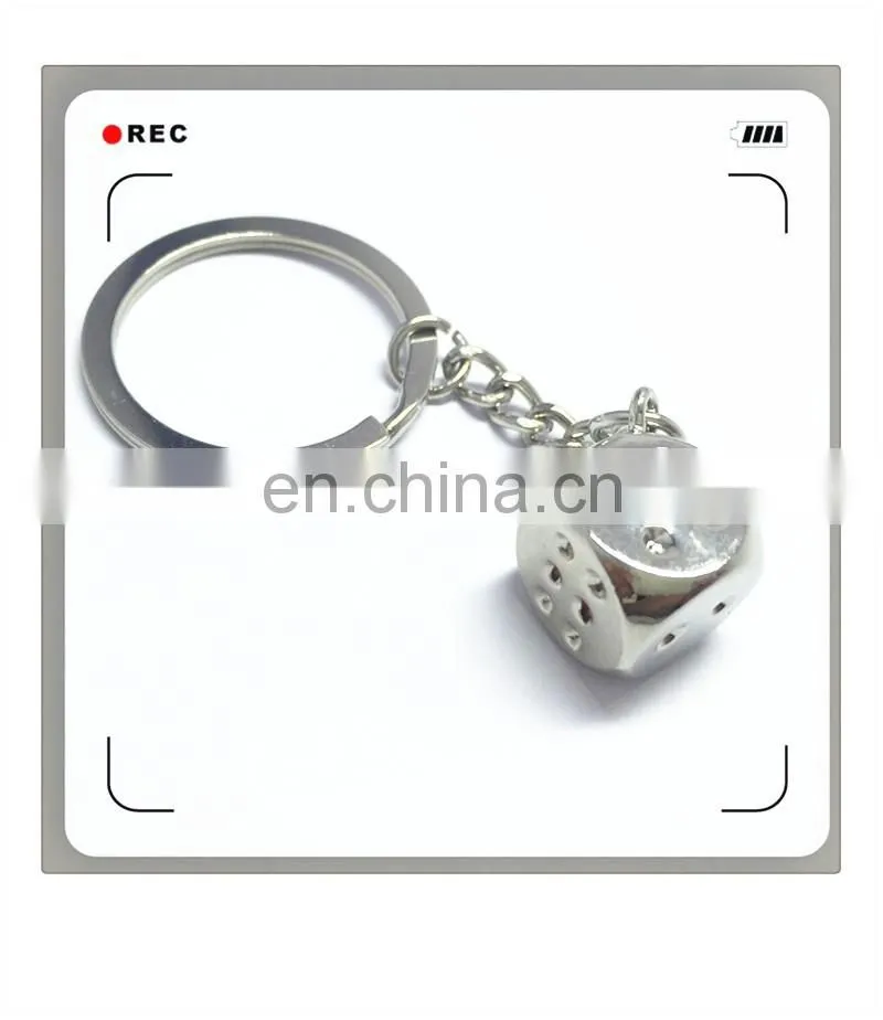 Custom made cheap metal dice keychain
