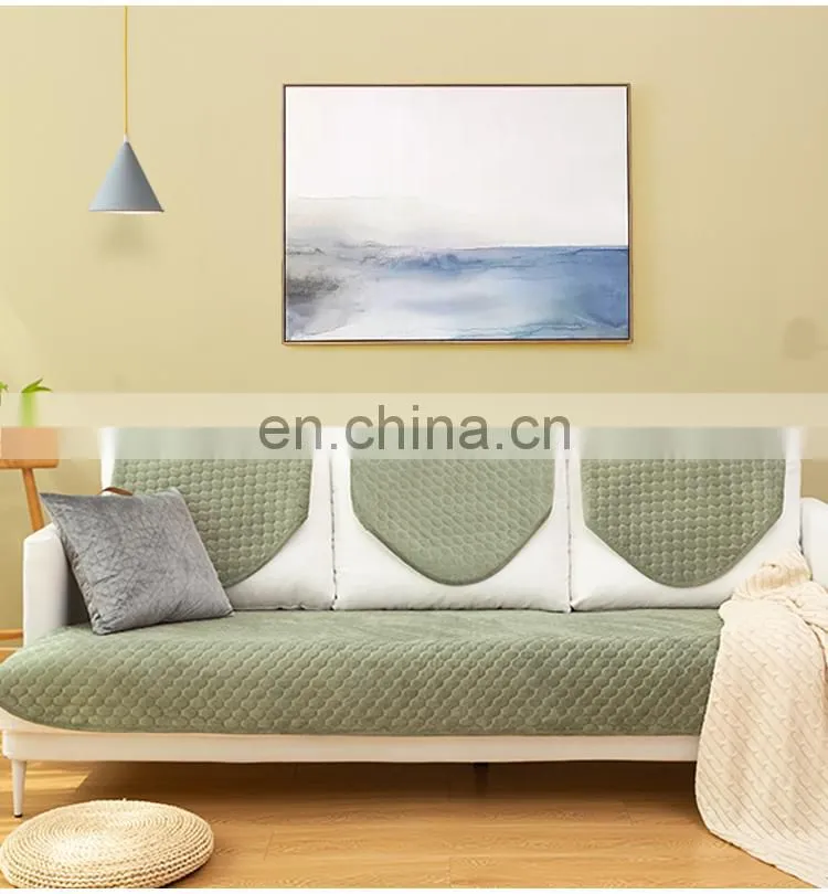 100% Polyester Anti-slip Furniture Protector Quilted Bias Stripe Couch Cover Seat Sofa Slipcover Set
