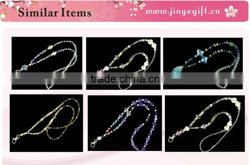 Fashion Jewelry Purple Shell Crystal Bead Keychain Neck Strap