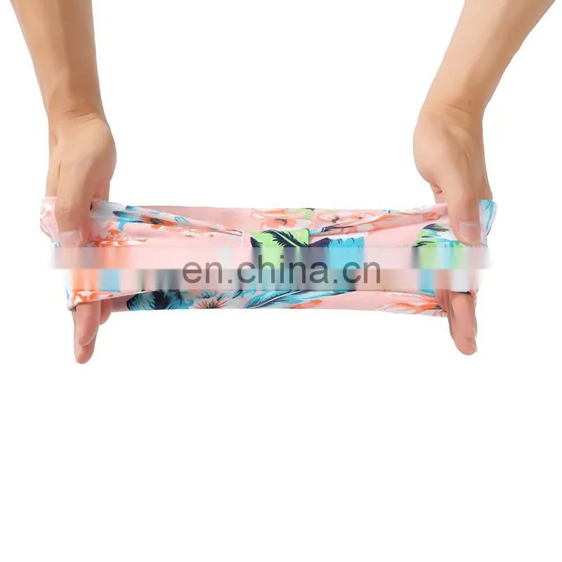 Cheap Custom Sublimation Headband Solid Twist Elastic Hairbands With Button