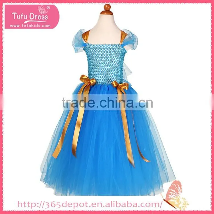 Elegant chiffons pale blue cartoon pattern gauze dress halloween costume
