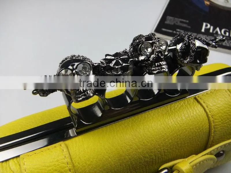 Four Finger Skull Knuckle Ring Bling Clutch Evening Bags PU Clutch Bag With Top Quality