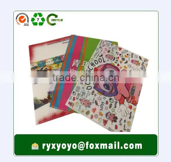 Carton printed a4 size L shape plastic file folder for promotion gift