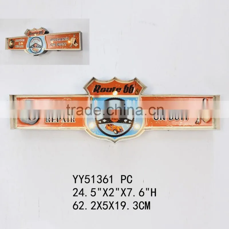2015 new gas vintage embossed LED tin sign for wall decor, factory metal wall plaque