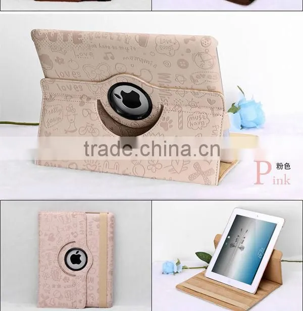 360 degree rotate for ipad case, for ipad 4 case with stand