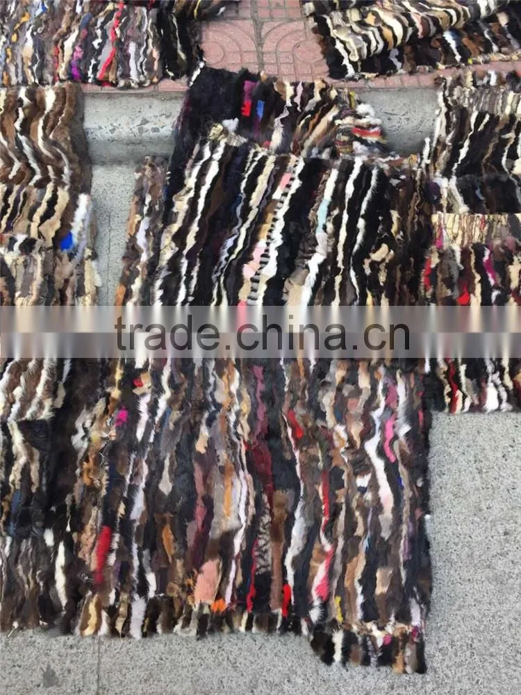 Multicolor Genuine Mink Fur Skin Plate Real Fur Blanket