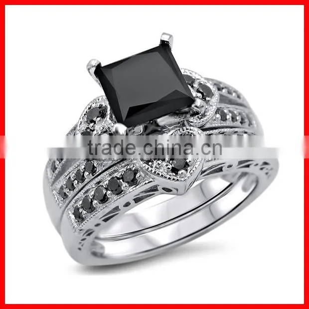 2016 high quality big stone black micro pave cubic zirconia gold ring designs for men