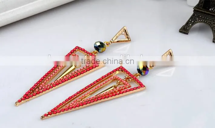 Long triangle earrings triangle shape stud earrings fashion triangle dangle earring