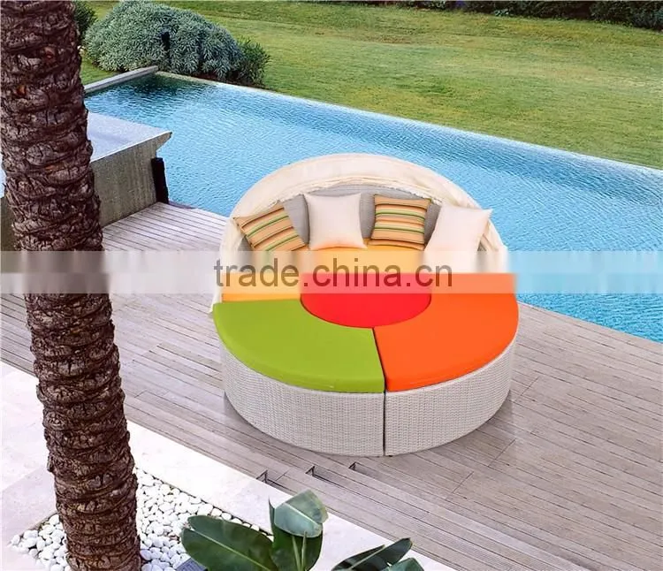 Muebles De Jardin Daybed Garden Rattan Lounge Bed Garden Polyrattan Round Daybed