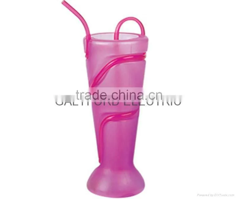 PP plastic straw cup Milkshake cup with Krazy Straw