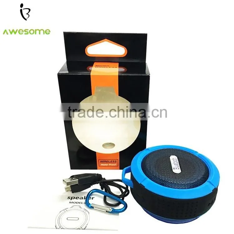 (Hot) 2016 Bluetooth Waterproof Speaker with hook, Portable Bluetooth Speaker, waterproof bluetooth speaker with suction cup