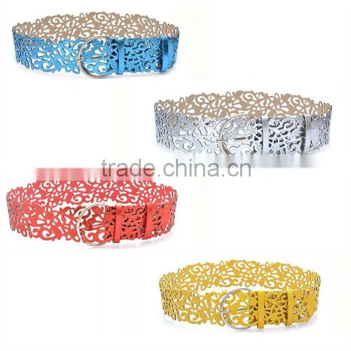 Korean Fashion Casual Pin Buckle Belt ,Women Hollow Decorate Wide Leather Belt
