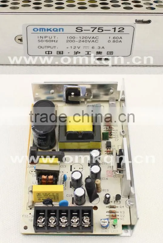 CE approved switching power supply circuit diagram 75w 12v 6A S-75-12