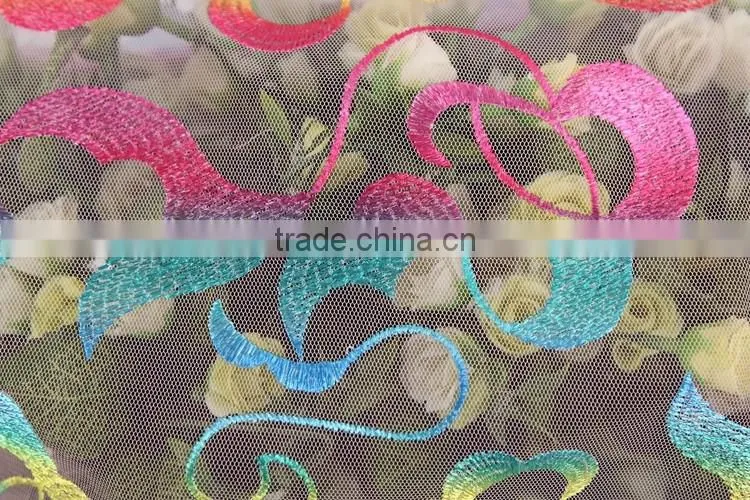 Nylon polyester cheap border printing dress lace tulle fabric