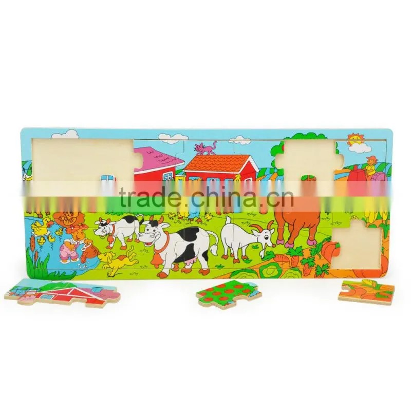2014 popular child toys silk screen printing 21 pcs car bus plane boat design custom jigsaw puzzle