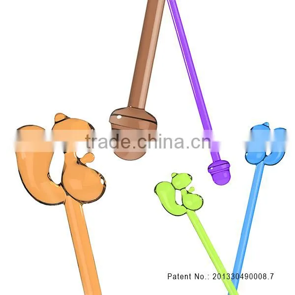Popular new design colored plastic cofferr stirrer