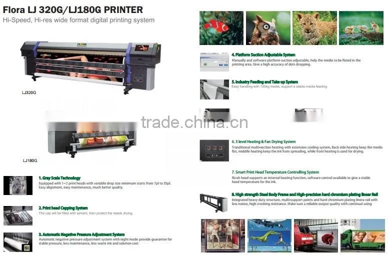 Flora LJ180G 1.8m printer on Ricoh print head