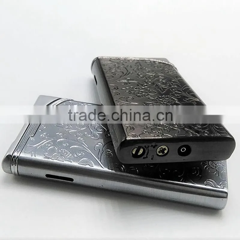 Silver metal lighters laser cigarette case thin lighter