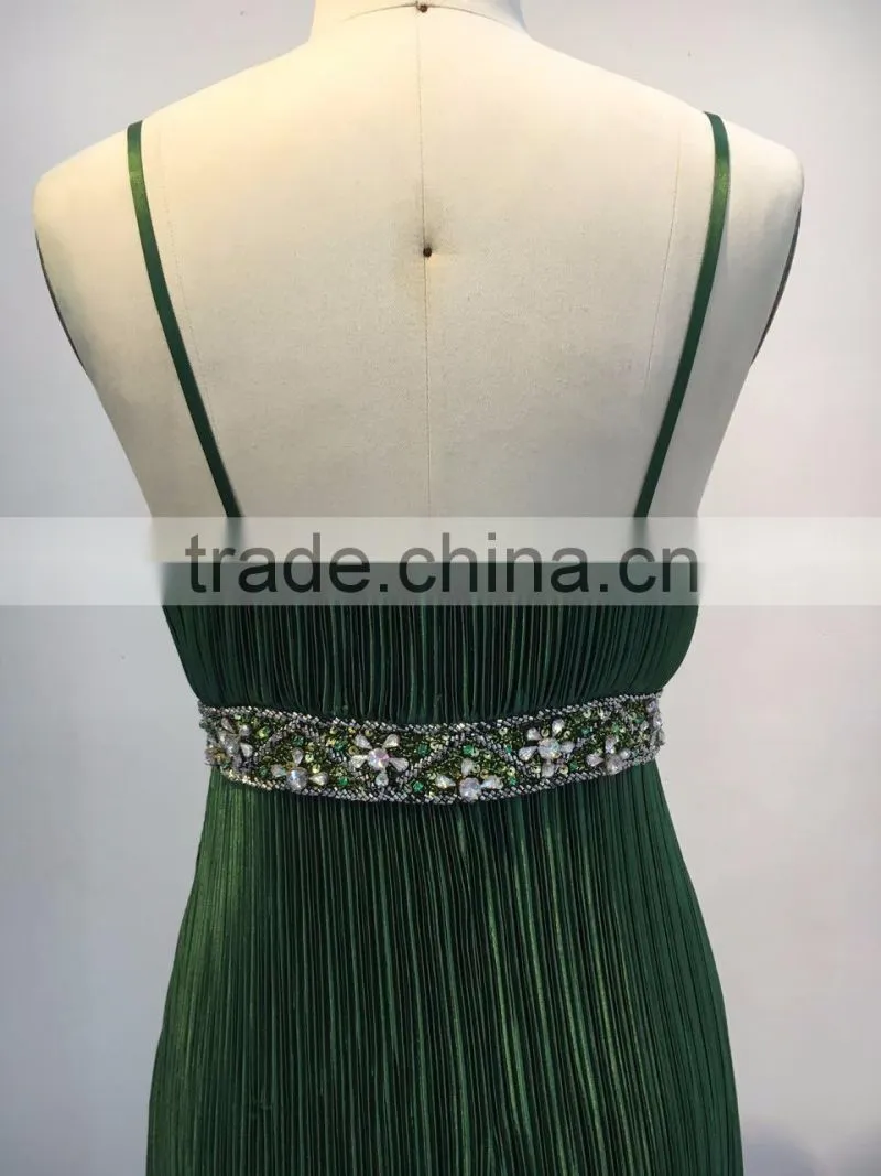 Floor Touching Chaozhou Emerald Green Evening Dress in China