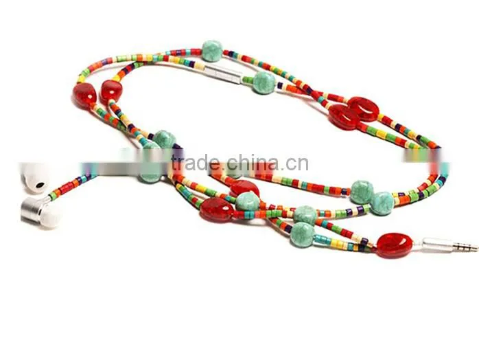 Fashion beaded stone earphone for promotion and gifts