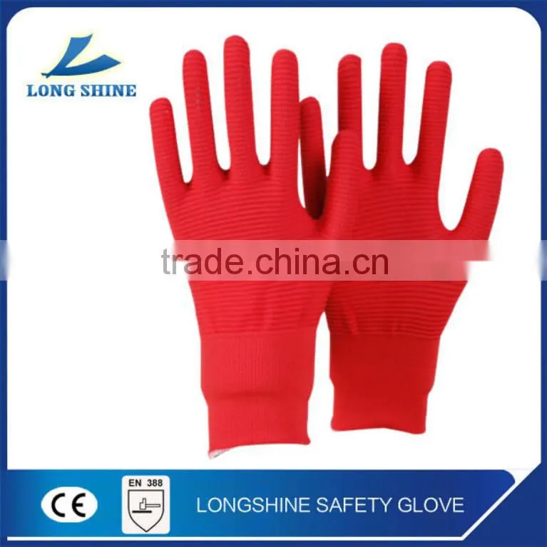 Hot Sale 13G Red / Orange Knitted Cut Resistant level 5 Garden Working Gloves/Safety Glove with CE Certification