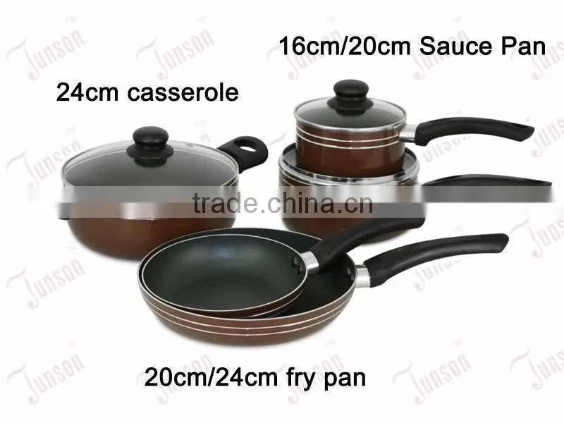 6Pcs Non-stick Coating Cookware Sets/Spiral Bottom Cookware Set with Color Box Packing