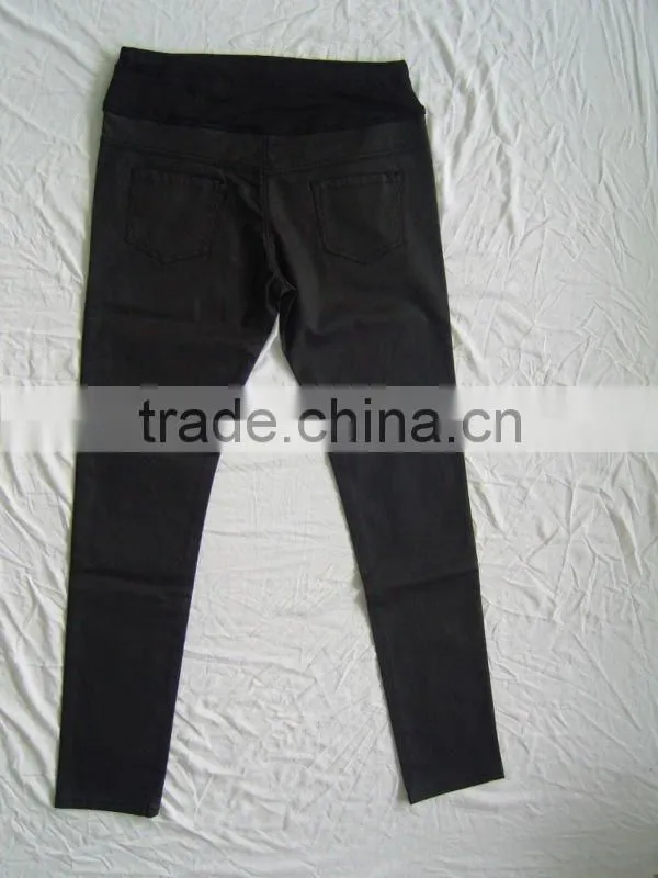 2014AW Stretch comfortable Maternity in PU leather jeans