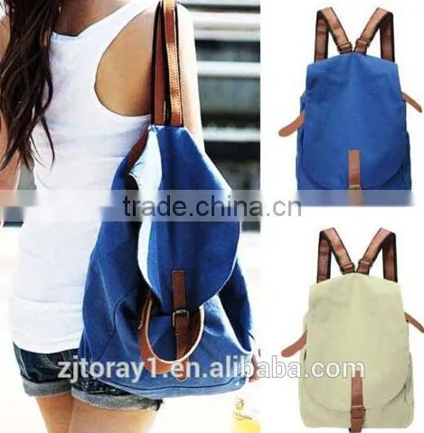 women girl canvas backpack shoulder school travel bag