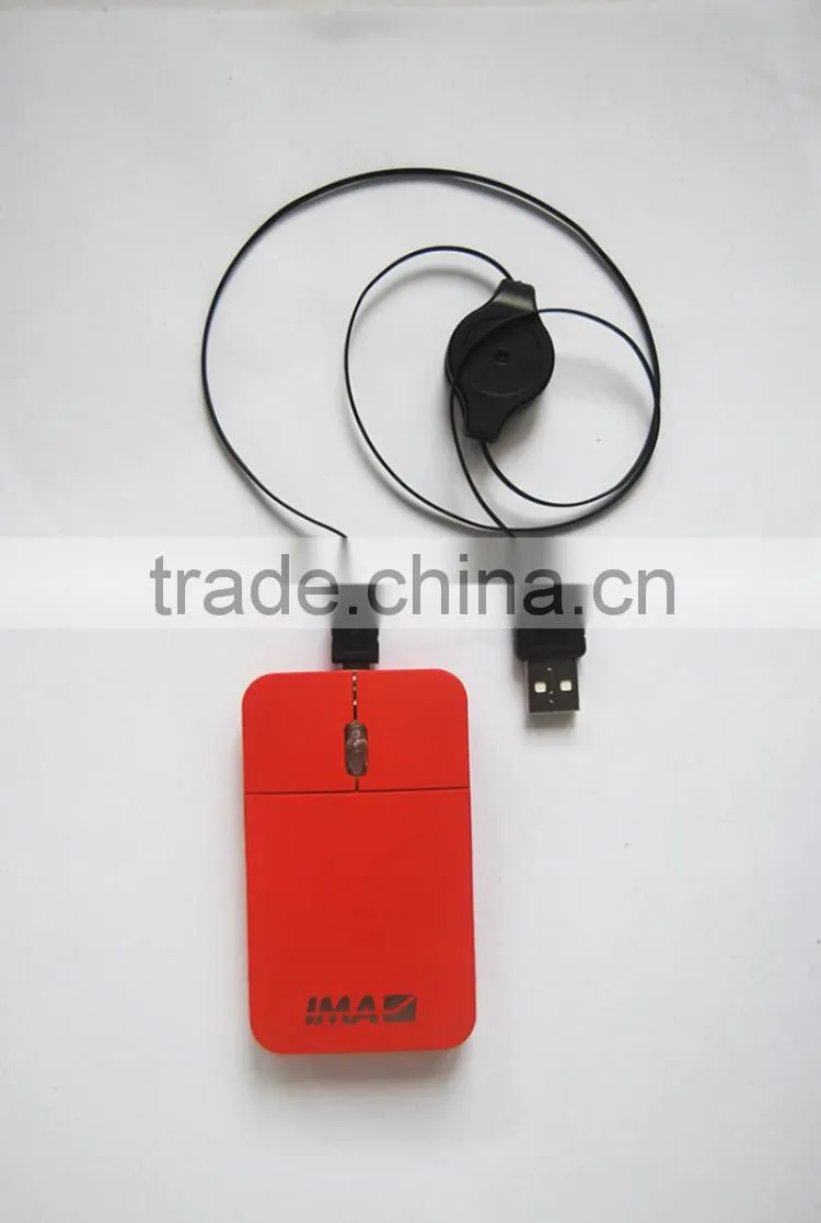 USB wired LED logo flat credit card gift slim mouse