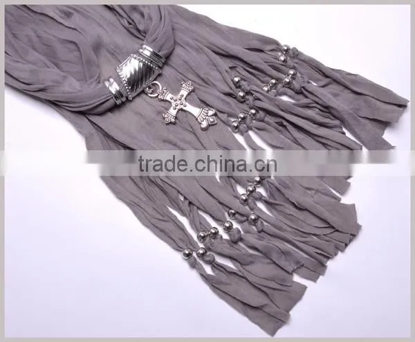 Europe Hotsell Cross Charm Ring Pendant Scarf on grey