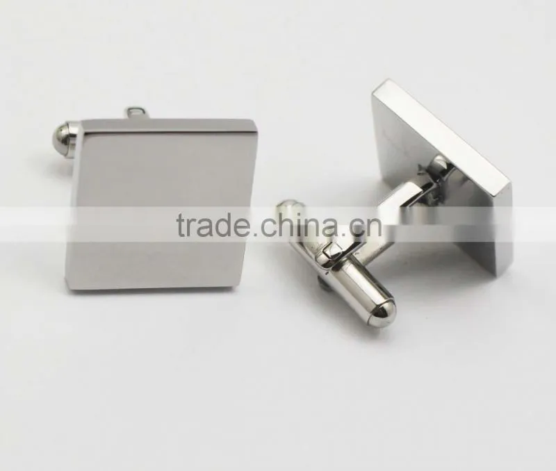 Blank Stainless Steel Rectangle Plain Silver Cufflinks For Men and Women