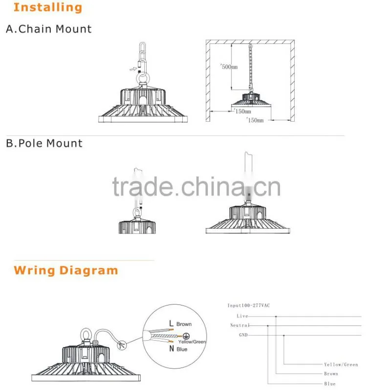 new design product led high bay light with meanwell driver,Aluminum alloy lighting fixturres