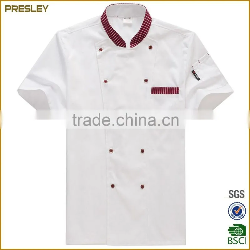Factory wholesale custom new fashion white color waterproof and oilproof chef work uniform basic french cooking chef uniform