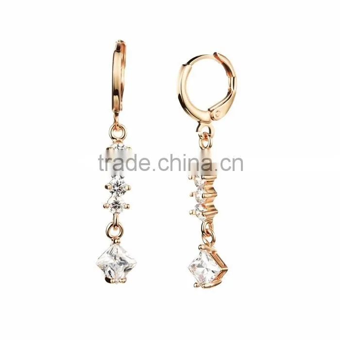 cubic zircon ladies jewelry chain design earring