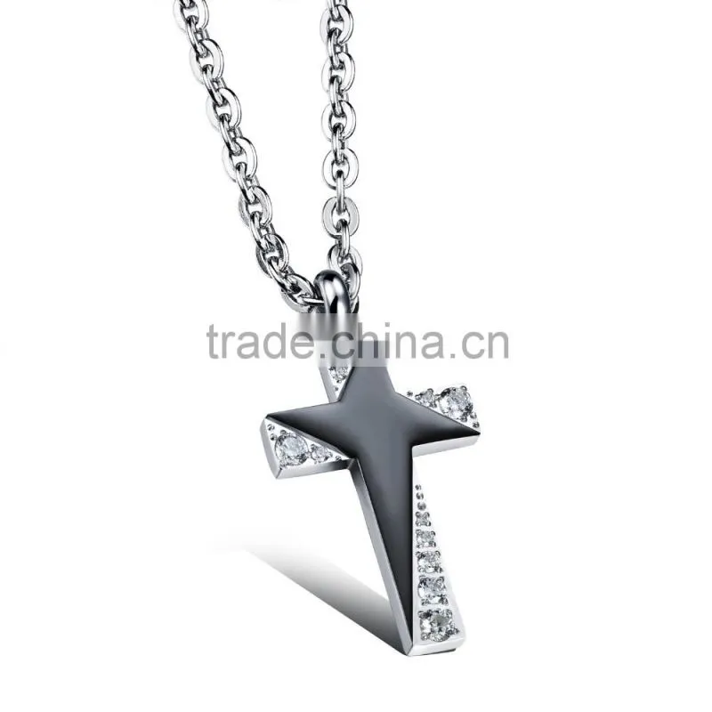 2016 simple gold pendant design stainless steel star necklace with cross for wedding gifts