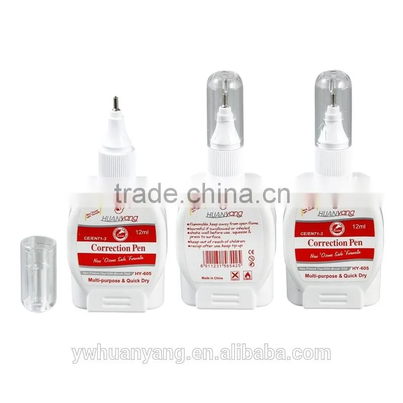 Correction pen fluid 12ml bottled whiteout in YIWU
