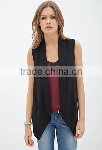 2015 new fashion chiffon back sleeveless women waistcoat