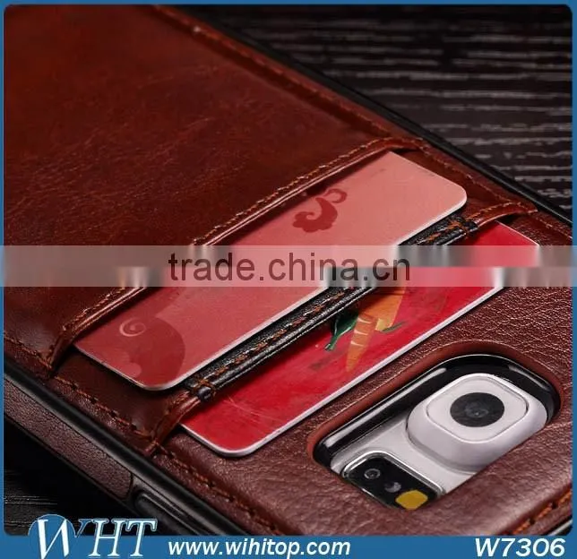 Luxury Leather Mobile Phone Case for Samsung Galaxy S6 S6 Edge With Card Slot